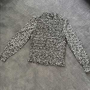 Black and White Floral Blouse